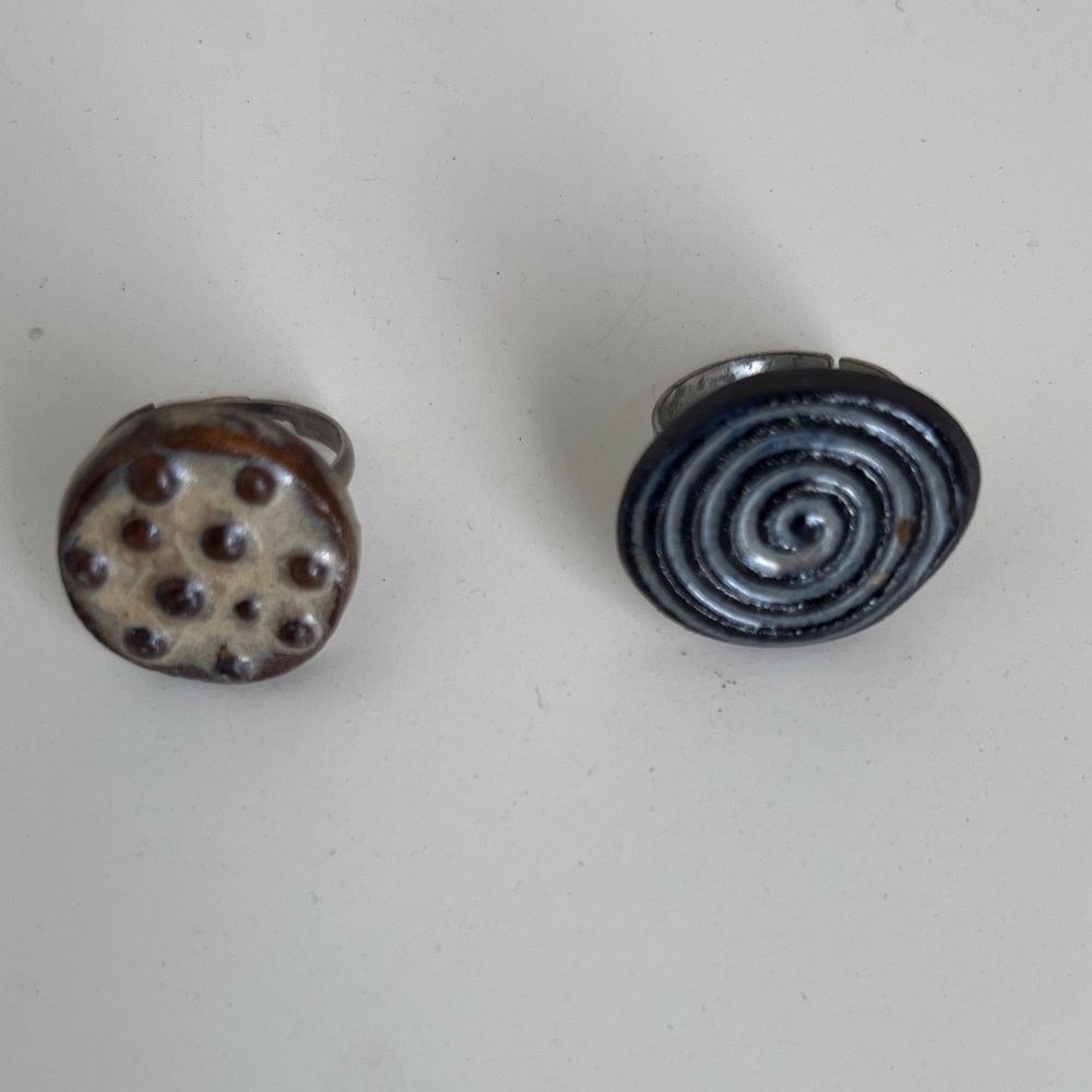 Artistic Ceramic Ring Duo